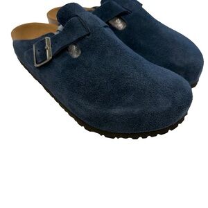 Birkenstock Boston Men’s Suede Clogs New Navy Soft Footbed Sz US 10 R NEW